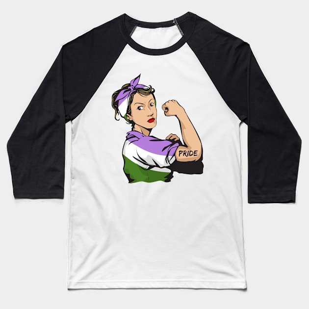 Strong woman genderqueer lgbt pride Baseball T-Shirt by Dianeursusla Clothes